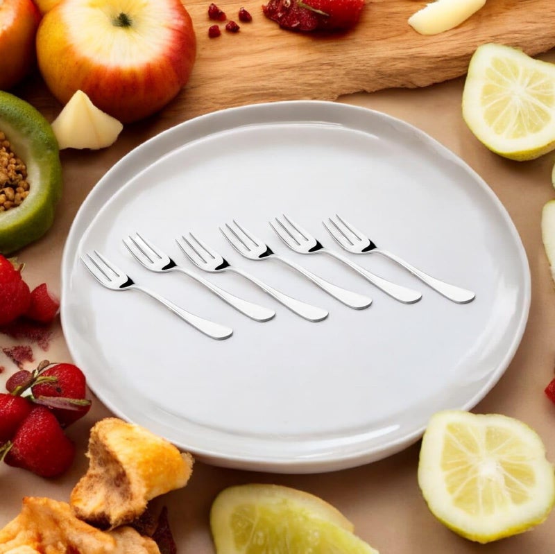 FnS Premium Stainless Steel Victoria Fruit Fork for Snacks, Fruits and Dessert, 6-Piece, Silver - Image 5