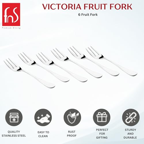 FnS Premium Stainless Steel Victoria Fruit Fork for Snacks, Fruits and Dessert, 6-Piece, Silver - Image 2