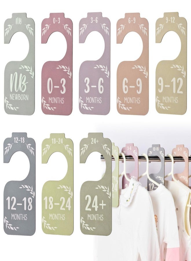 CAPHONT 8 Pcs Baby Closet Dividers, Wooden Double-Sided Clothes Organizer for Baby Clothes 0-24 Months Colorful Baby Clothes Dividers for Nursery Beautiful Decor - Image 1