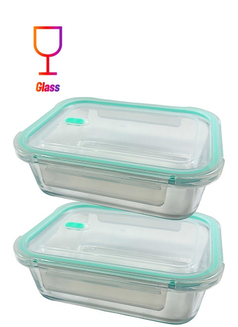 Yolo Airtight Glass Food Container Set of 2 Pieces with Size 1040ml each