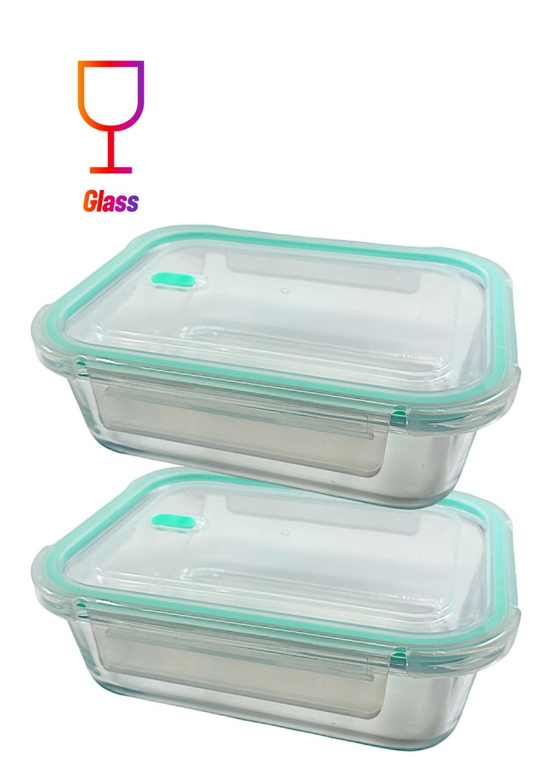 Yolo Airtight Glass Food Container Set of 2 Pieces with Size 1040ml each