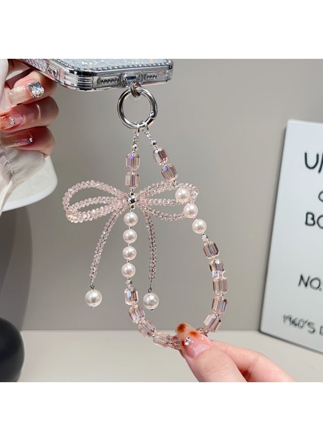 NIBEMINENT Super Cute Beaded Phone Charm – Trendy Phone Chain Wrist Strap, Shining Beads Chain Lanyard for Cell Phone - Image 2