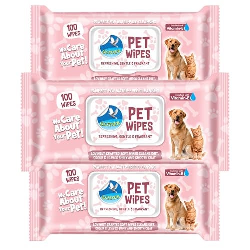 Glider Pet Wipes for Dogs,Cats & Pets | 300 Wipes | 3 Packs | Cleaning & Deodorising Body |, Face & Paws | Gentle & Hypoallergenic - Image 1