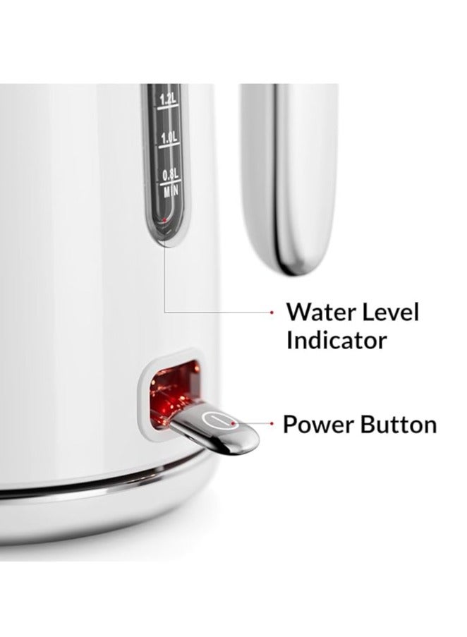 Feller Germany, Retro Style 1.7L Kettle with Thermometer, 2200 W, Stainless Steel Body, STRIX Controller, Dry Boil & Automatic Switch-Off, EK200, (White) - Image 4