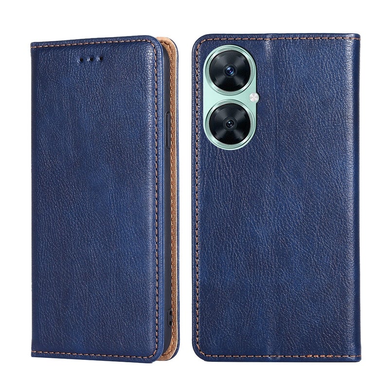 HuHa Protective Cover For Huawei Enjoy 60 Pro / nova 11i Gloss Oil Solid Color Magnetic Leather Phone Case(Blue) - Image 1