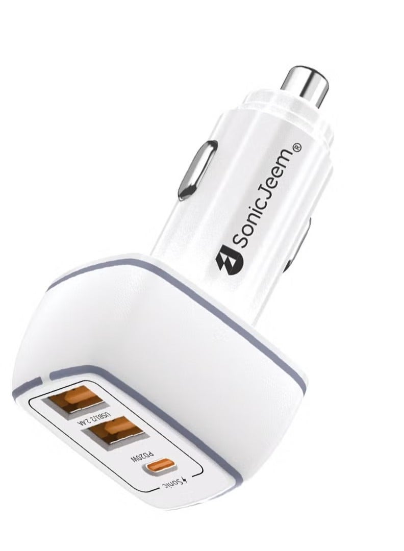 SONIC JEEM Sonic Game  4.8A Car Charger with Three Ports: PD Type-C and Dual USB for Ultra-Fast Charging - Image 2