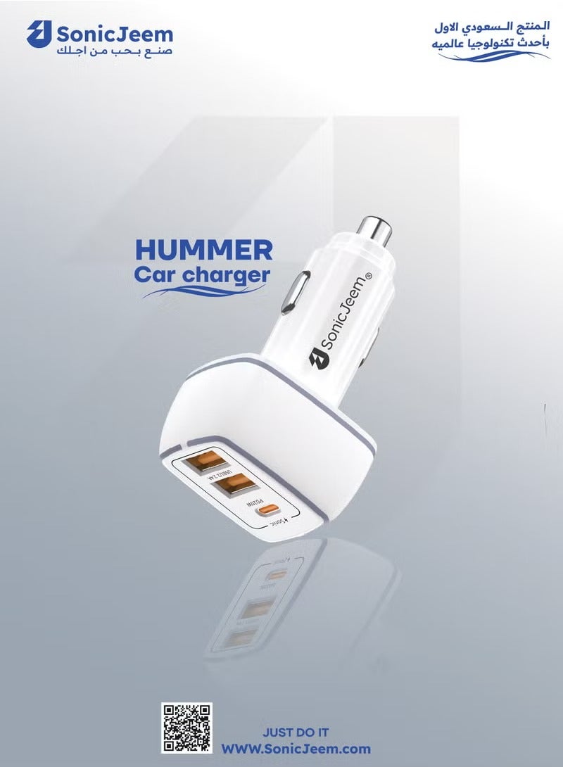 SONIC JEEM Sonic Game  4.8A Car Charger with Three Ports: PD Type-C and Dual USB for Ultra-Fast Charging - Image 3
