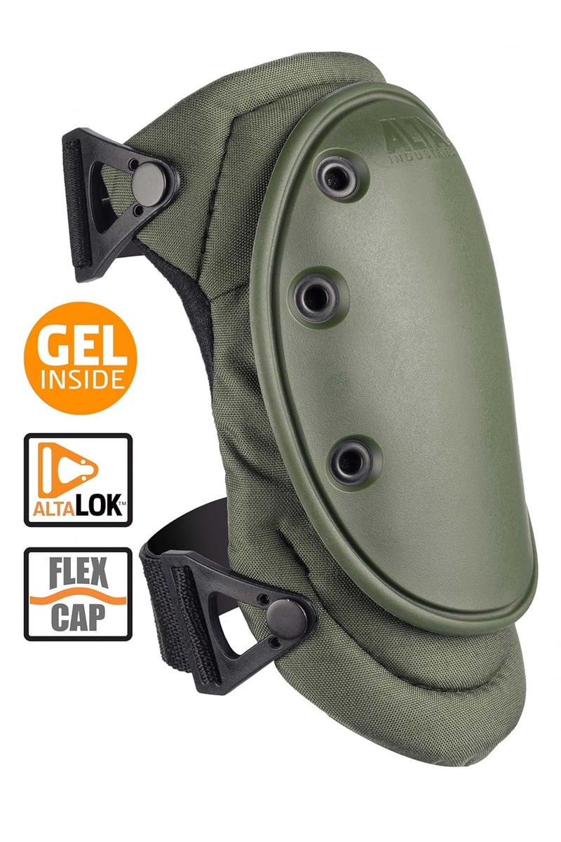 Alta 50453.09 AltaFLEX Gel Insert Heavy Duty Knee Protector Pad, Olive Green Cordura Nylon Fabric, AltaLOK Fastening, Flexible Cap, Long, Olive Green - Image 2