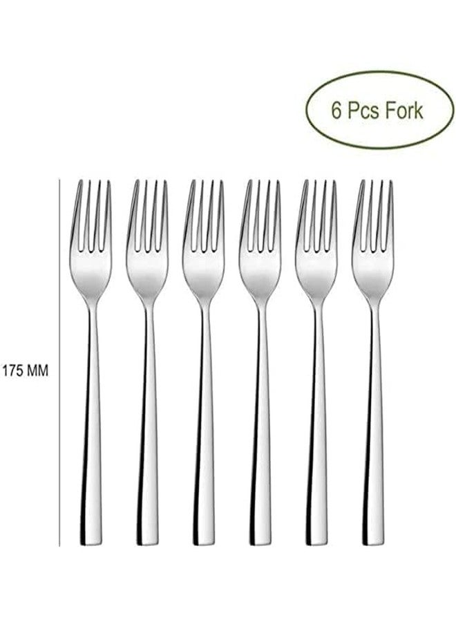 MOHINI Stainless Steel Forks Set for Dining Table,18.5 cm Length, Set of 6, Silver - Image 2