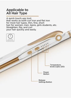GEEPAS 2 In 1 Ceramic Hair Straightener Auto Adjustable Temperature And 360 Degree Swivel Cord White/Brown 500grams  - Image 4