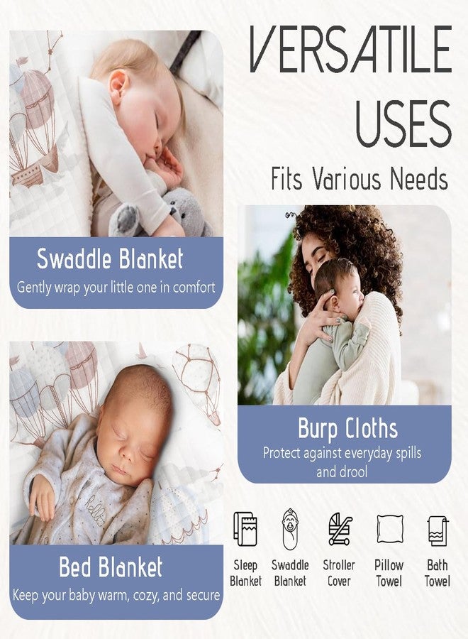 ICKEYOU Cute Animal Hooded Baby Towel Unisex 35" x 35", 100% Cotton, Super Soft & Absorbent, with Safety Belt to Prevent Baby Rolling – Great Gift for Newborns, Toddlers & Kids (Blue hot air Balloon) - Image 5