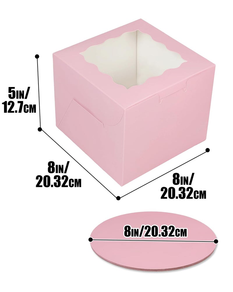 Bakepacker 8x8x5 Inches 36pcs Matte Pink Cake Boxes with Window 18-Packs (18 Boxes +18 Cake Boards Included) - Image 5