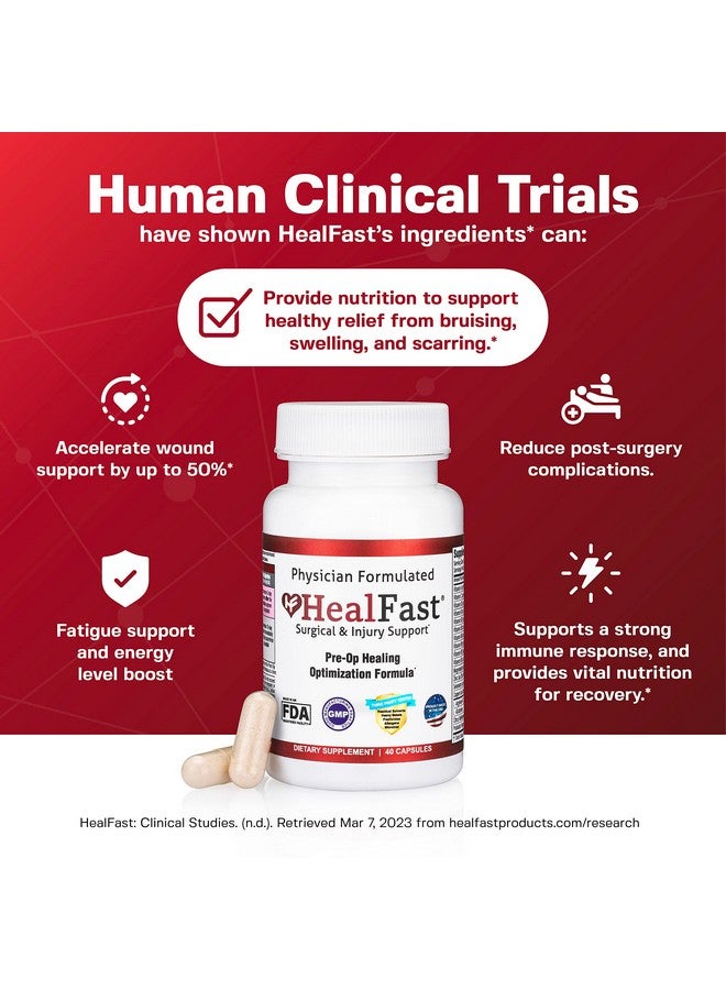 HealFast مكمل التعافي من الجراحة والإصابة (قبل الجراحة): مكمل البروبيوتيك كيرسيتين لشفط الدهون من الجروح وشد البطن وشد البطن بعد الجراحة - Image 4