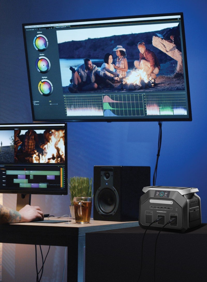 باورولوجي محطة طاقة محمولة بقدرة 1800 واط، مولد طاقة Dynamic1800 ببطارية ليثيوم أيون فوسفات الحديد بسعة 1024 واط/ساعة، مولد طاقة محمول للتخييم والاستخدام الخارجي، مولد طاقة شمسية، طاقة احتياطية فورية، شحن سريع خلال 1.2 ساعة - أسود - Image 2