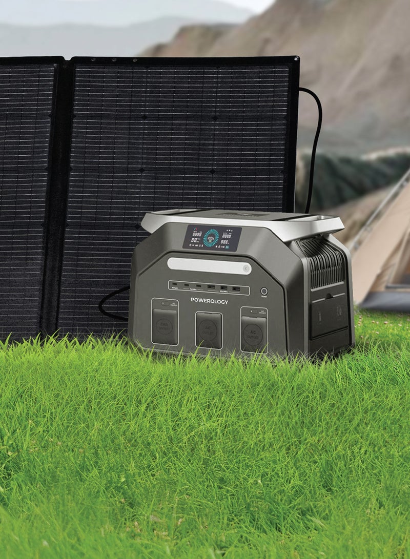 باورولوجي محطة طاقة محمولة بقدرة 1800 واط، مولد طاقة Dynamic1800 ببطارية ليثيوم أيون فوسفات الحديد بسعة 1024 واط/ساعة، مولد طاقة محمول للتخييم والاستخدام الخارجي، مولد طاقة شمسية، طاقة احتياطية فورية، شحن سريع خلال 1.2 ساعة - أسود - Image 4