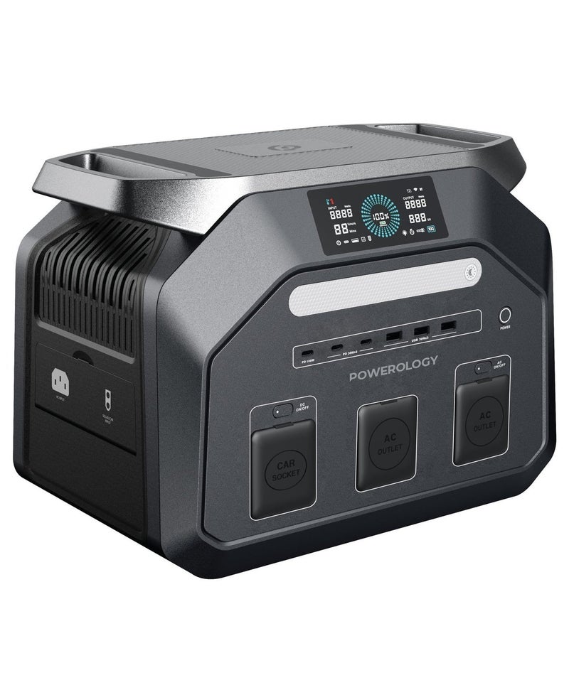 Powerology Portable Power Station, 1024Wh LifePO4 Battery 4000+ Lifecycle, (20,000mAh) Fast Charging, 100W PD, Solar Charging, Portable Solar Power Generator for Multiple Devices, 1800W Solar Generator, For Camping, Traveling, and Emergencies - Image 1