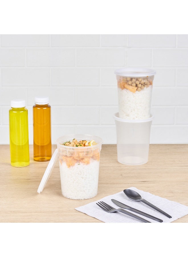 Restaurantware Asporto 32 Ounce To Go Boxes, 100 Microwavable Round Soup Containers - Clear Plastic Lids Included , Do Not Contain BPA, Clear Plastic Soup Containers, Disposable - Image 3