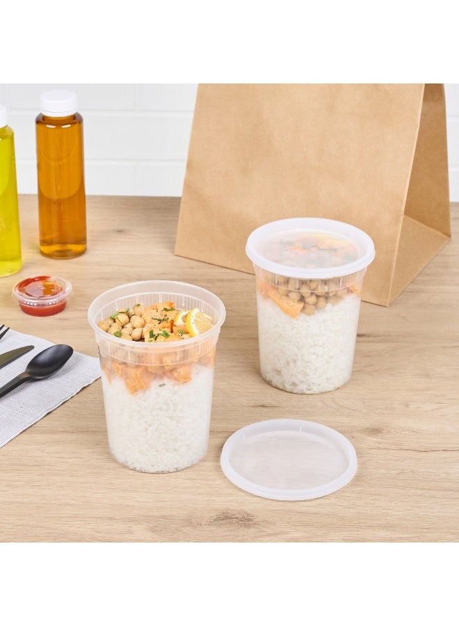 Restaurantware Asporto 32 Ounce To Go Boxes, 100 Microwavable Round Soup Containers - Clear Plastic Lids Included , Do Not Contain BPA, Clear Plastic Soup Containers, Disposable - Image 4