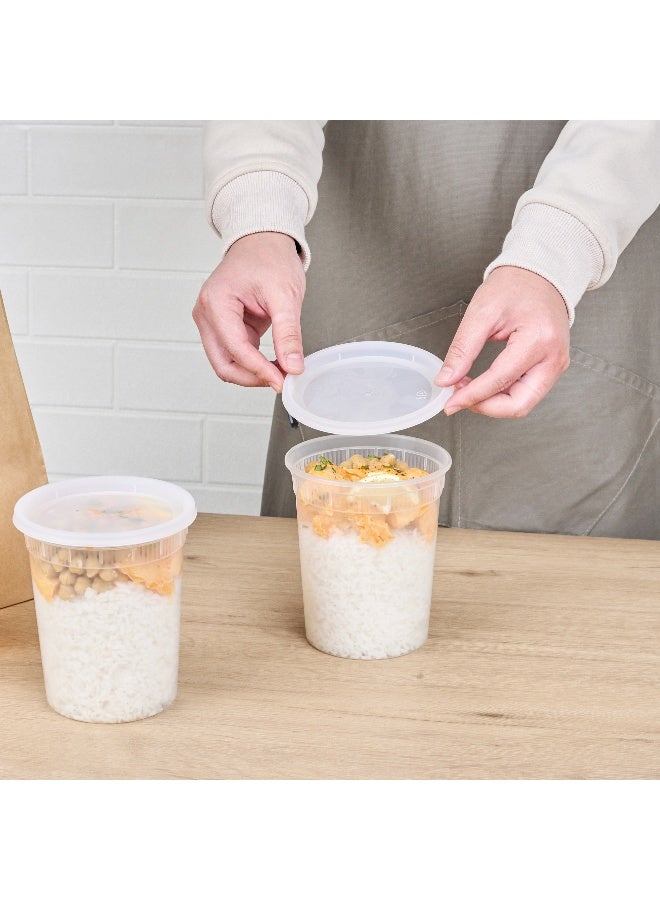 Restaurantware Asporto 32 Ounce To Go Boxes, 100 Microwavable Round Soup Containers - Clear Plastic Lids Included , Do Not Contain BPA, Clear Plastic Soup Containers, Disposable - Image 5