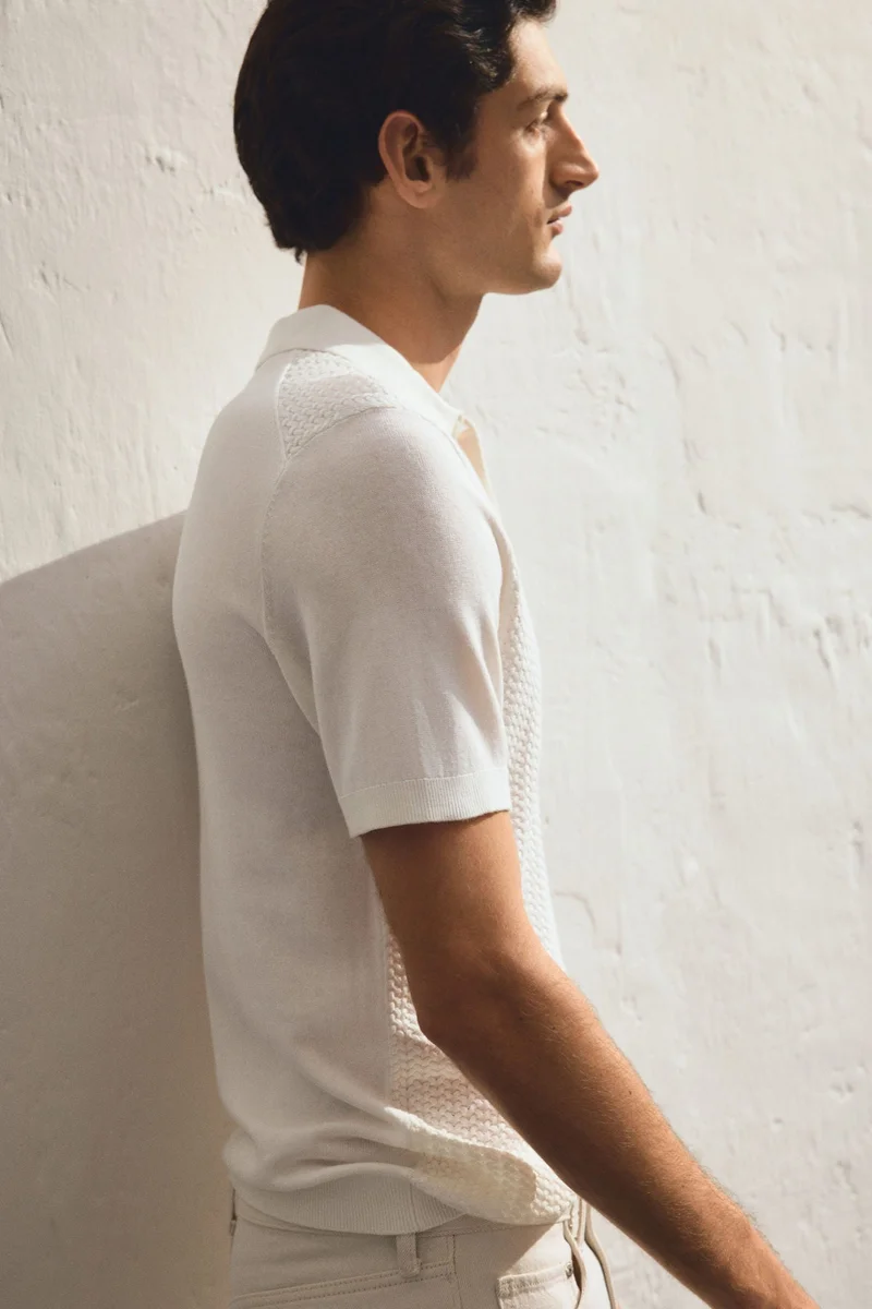 H&M  Slim Fit Cable-knit polo shirt for Men | Best Price UAE
