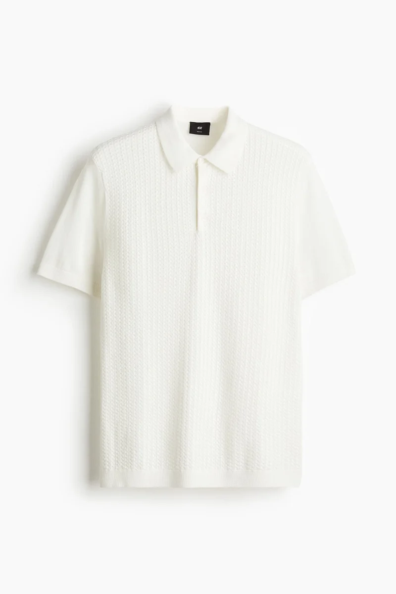 H&M  Slim Fit Cable-knit polo shirt for Men | Best Price UAE