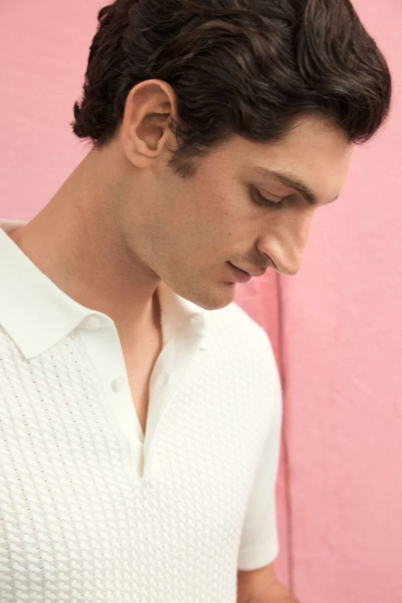 H&M  Slim Fit Cable-knit polo shirt for Men | Best Price UAE