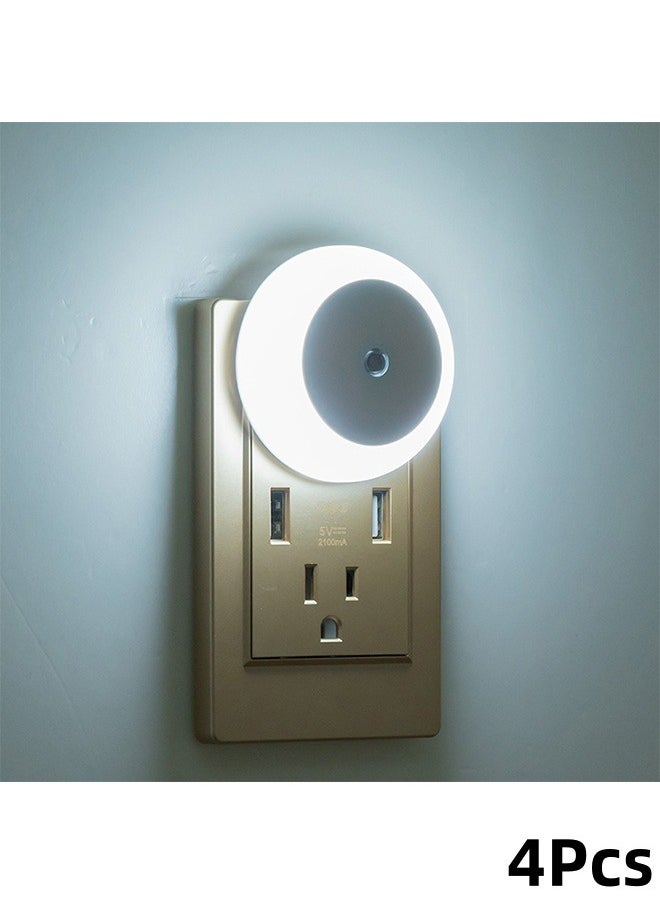 داريو مصباح ليلي LED بتقنية الاستشعار – مصباح توهج ناعم لغرف الأطفال، الحمام، الردهة، المطبخ والسلالم (أبيض، 4 قطع)  - Image 1