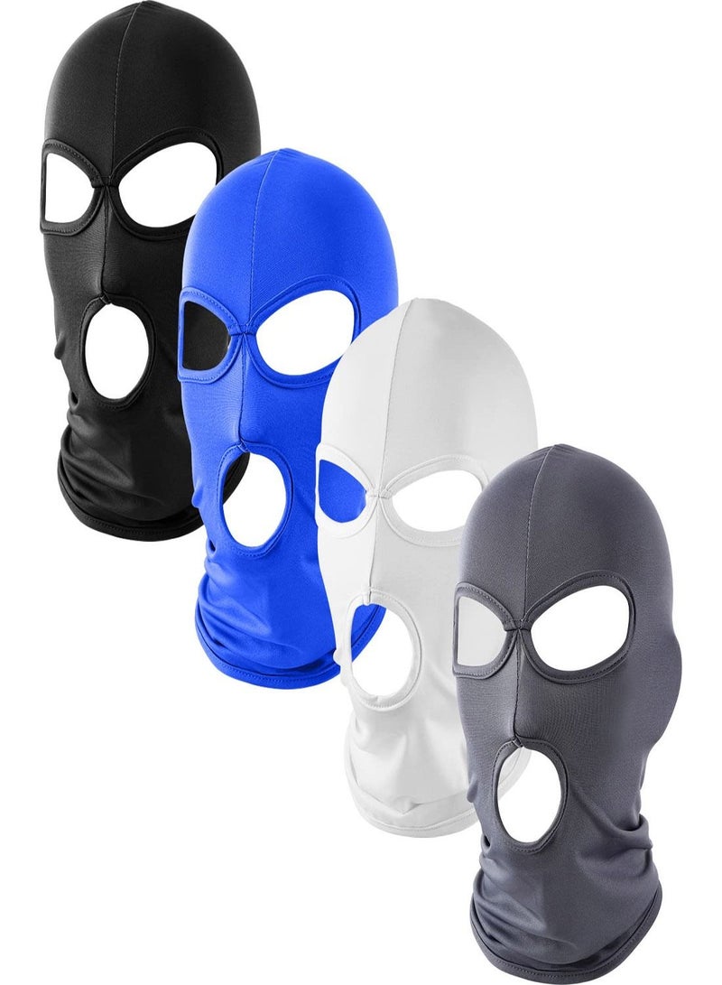 SYOSI Balaclava Covering, 4Pcs Multicolor Three Holes Full Face Covering, Summer Thin Open Face Hood Windproof Motorcycle Face Cover for Cycling Skiing Outdoor Activities, Ice Silk Breathable - Image 1