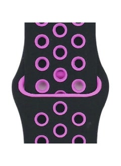 Suitable For Apple Two-color Silicone Nike Strap Nike Hole Apple Iwatch Breathable Sports Watch Strap-Color:8 Black + Purple-Specifications:42/44/45/49mm-S