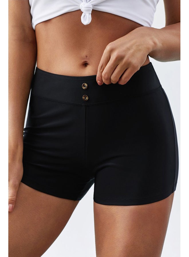 إسكدنيا 2023 Trendy Solid Color Plus Size Boxer Swimming Trunks Women's European And American Seaside Vacation Low Waist-Color:Grey- - Image 2