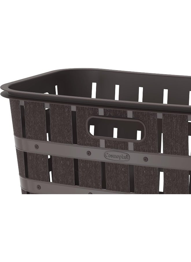 Cosmoplast 40L Cedargrain Laundry Basket Plastic (Brown)  - Image 4
