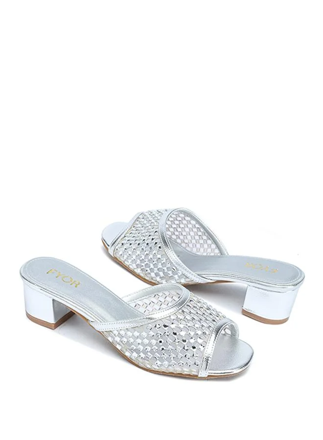 Fyor  Stylish Lattice-Woven Crystal Block Heel MY 409 for Women | Best Price UAE
