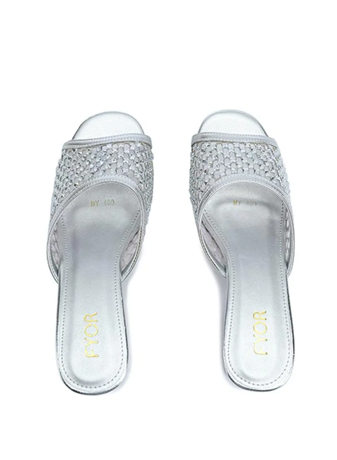 Fyor  Stylish Lattice-Woven Crystal Block Heel MY 409 for Women | Best Price UAE