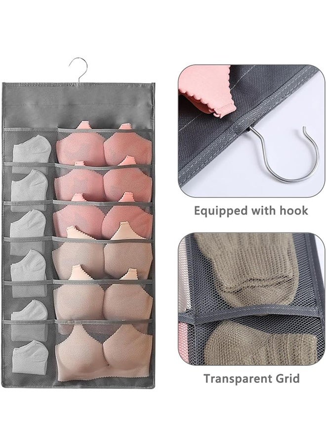 Ant 2 Pack Hanging Underwear Organizer for Closet, Double-Sided Wall Shelf Wardrobe Storage Bags, Oxford Cloth Space Saver Bag for Bra Underwear Underpants Socks (30 Pockets)  - Image 4