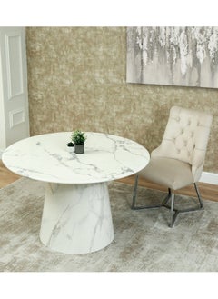 VANITY LIVING Vanity Living Acerra Round Dining Table, Black and White Marble, 4-Seater, 120 cm Diameter  - Image 3