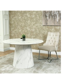 VANITY LIVING Vanity Living Acerra Round Dining Table, Black and White Marble, 4-Seater, 120 cm Diameter  - Image 5