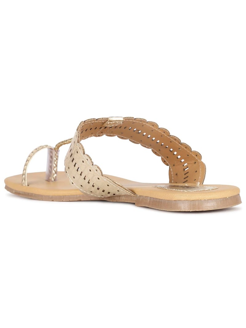 Bata Metallic Tr E Women's Gold Flat Sandals - 5 UK (5718231) - Image 3