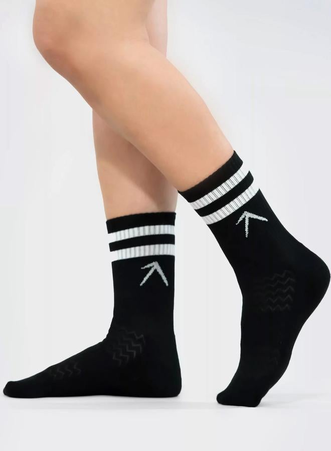 Wizard Pack of 3 - Black Stripes Crew Cotton Socks - Image 1