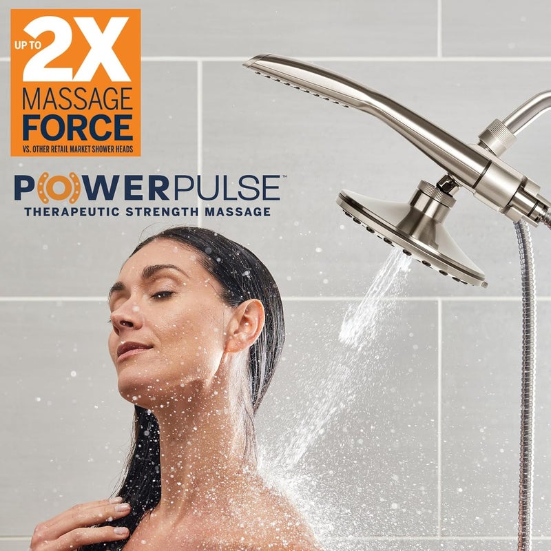 Waterpik High Pressure Pulsating Shower Wand and Rain Shower Head Combo with ExtraLong 8Foot Metal Hose HairWand Pulse Spa System 12 Spray Modes for Hair and Body Brushed Nickel - Image 5