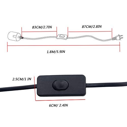 REXTiN 4packs 5.9ft E26/E27 LED Light Socket Extension Cord with On/Off Switch and US AC Power Plug Bulb Socket for Pendant Lighting Bulb Lamp in Kitchen Bedroom Restaurant(5.9ft 4packs) - Image 3