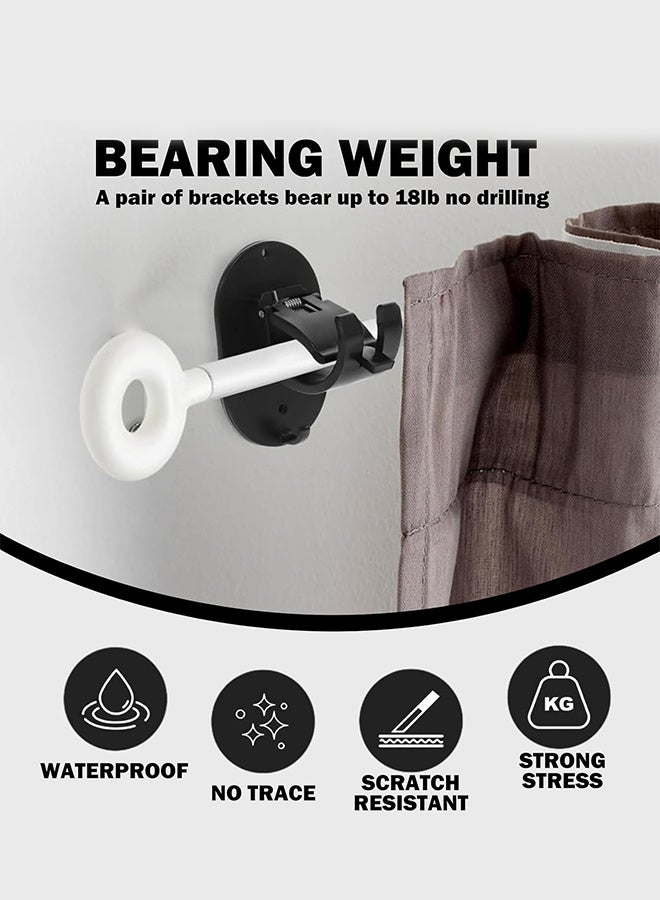 Sweet Life 4PCS No Drill Curtain Rod Holder Hangers - Self Adhesive Curtain Rod Hook - Upgrade Large No Drilling Plastic Curtain Rod Brackets Renter Friendly Curtain Rod Hanger (Black) - Image 4