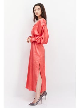 Hope & Ivy Women Plain Maxi Dress, Dark Pink  - Image 2