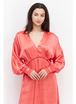 Hope & Ivy Women Plain Maxi Dress, Dark Pink  - Image 3