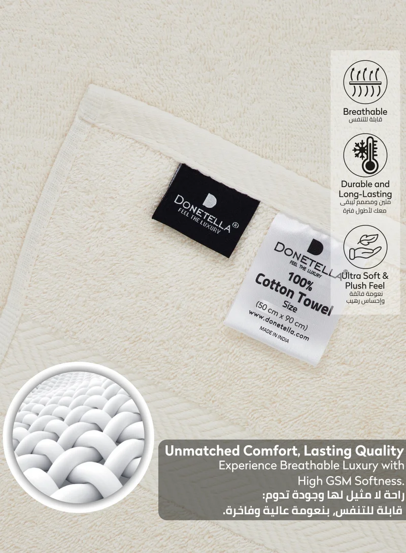 Donetella 4-Pcs Hand Towel Set (50x90cm) - Premium 100 % Combed Cotton 600 GSM Super Soft Hand Towel, Highly Absorbent, Quick Dry,Best Towel for Bathroom, Spa And Hotel.