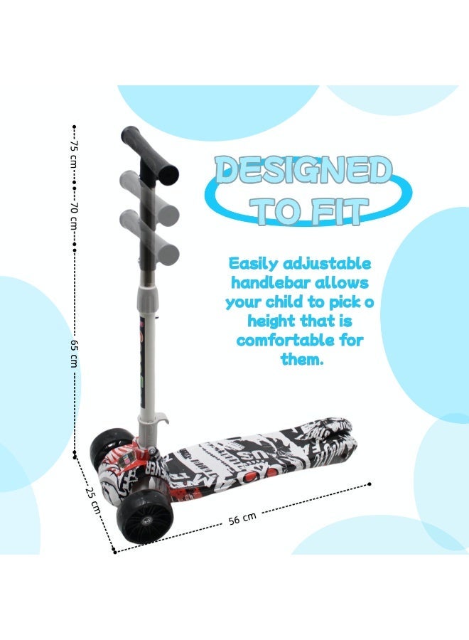 EASY FUTURE LED PU Wheels & Rear Brake Kids Scooter with Foldable & Height Adjustable Handle, Kick Scooter for 3 to 8 Years Including Full Protective Gear Set - Image 2