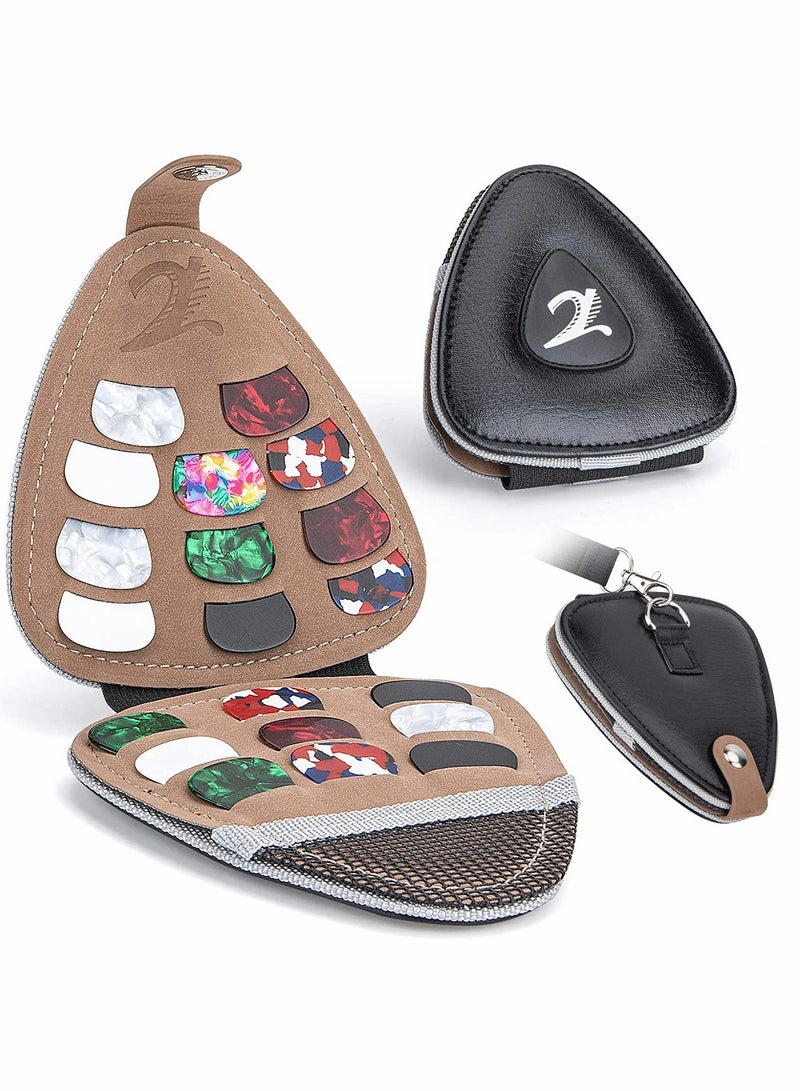 SYOSI Guitar Picks Holder Case for Acoustic Electric Guitar, Variety Pack Picks Storage Pouch Box, PU leather Guitar Plectrums Bag with Lanyard, Gift for Guitar Players (Case Only) - Image 1