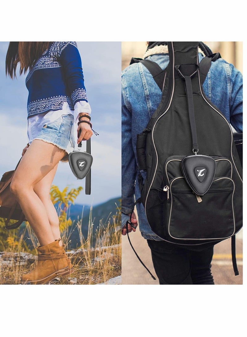 SYOSI Guitar Picks Holder Case for Acoustic Electric Guitar, Variety Pack Picks Storage Pouch Box, PU leather Guitar Plectrums Bag with Lanyard, Gift for Guitar Players (Case Only) - Image 3
