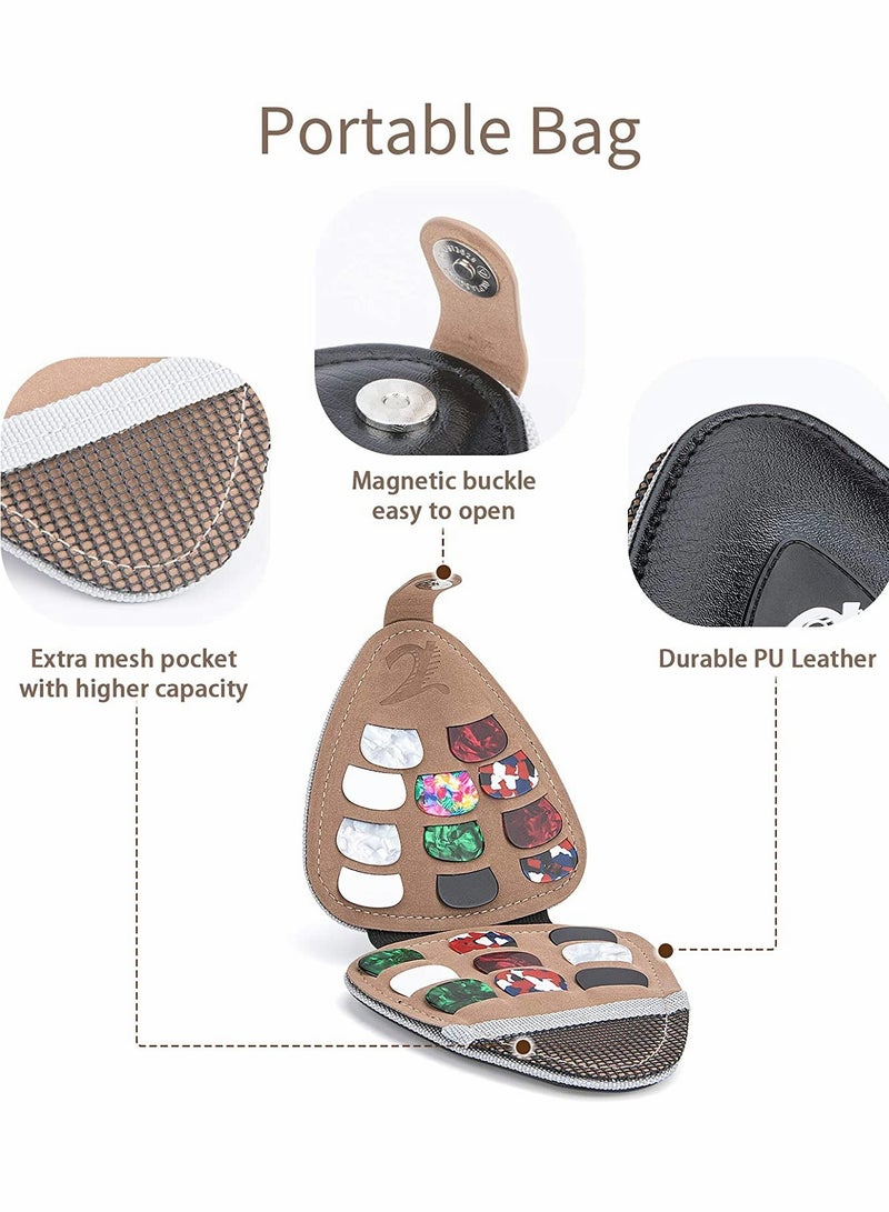 SYOSI Guitar Picks Holder Case for Acoustic Electric Guitar, Variety Pack Picks Storage Pouch Box, PU leather Guitar Plectrums Bag with Lanyard, Gift for Guitar Players (Case Only) - Image 5