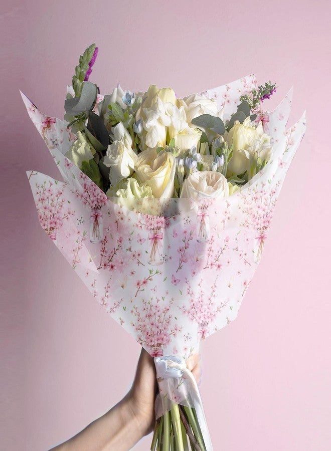 100 ورقة من ورق المناديل الزهري بنقوش زهرية، ورق تغليف هدايا يمكنك صنعه بنفسك، ورق فني لتغليف هدايا حفلات الزفاف وأعياد الميلاد وحفلات استقبال المولود الجديد وحفلات الشاي الربيعية، مقاس 13.8 × 19.7 بوصة. - Image 3