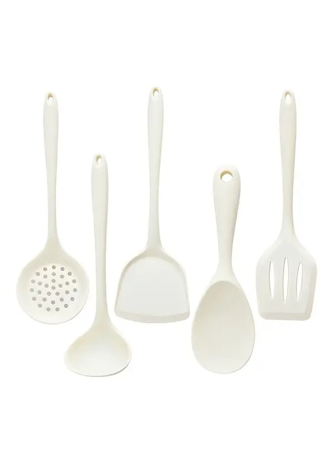 White Silicone Kitchen Utensil Set Non Stick Spatula Spoon Ladle Scoop - Image 4